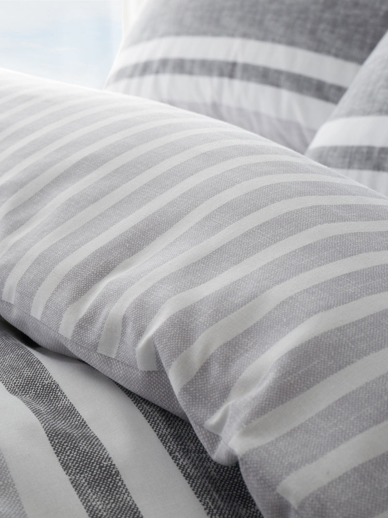 Catherine Lansfield charcoal textured banded stripe reversible duvet cover set - British product