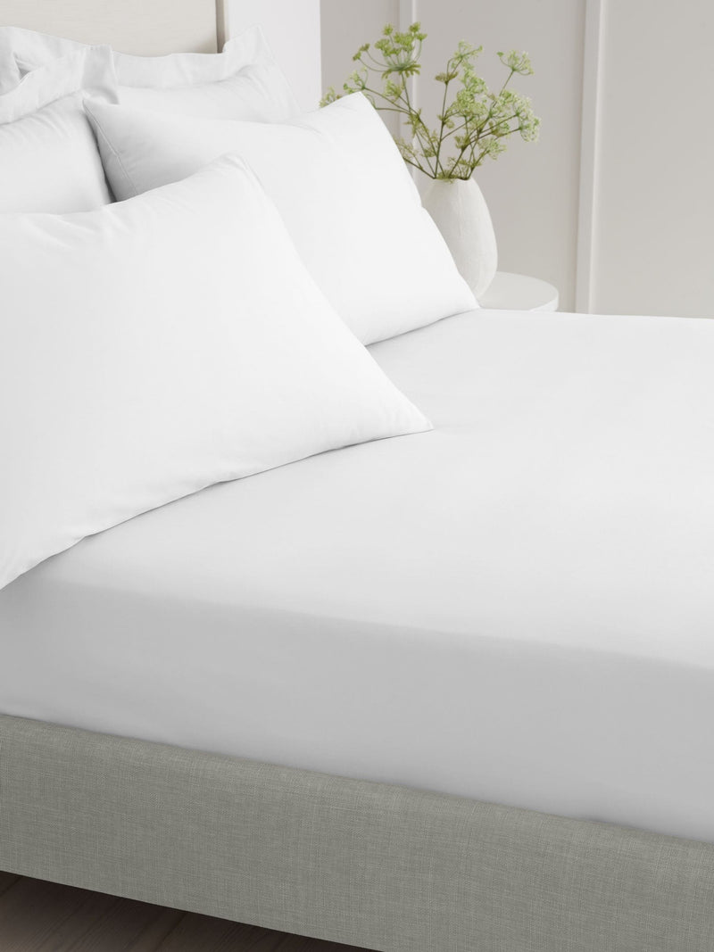 Bianca white cotton percale fitted sheet - British product