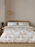 Catherine Lansfield Natural Sloane Geo reversible duvet cover set - British product
