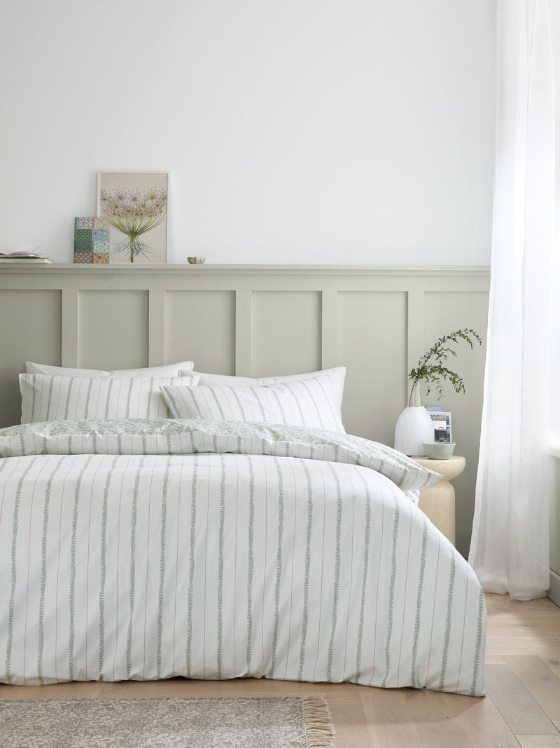 Bianca green scallop floral duvet cover set - British product