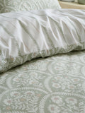 Bianca green scallop floral duvet cover set - British product