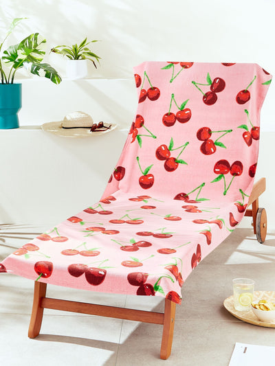 Next Catherine Lansfield Pink Cherries Cotton Sun Lounger Towel 76x220cm- Buy online at McGrocer