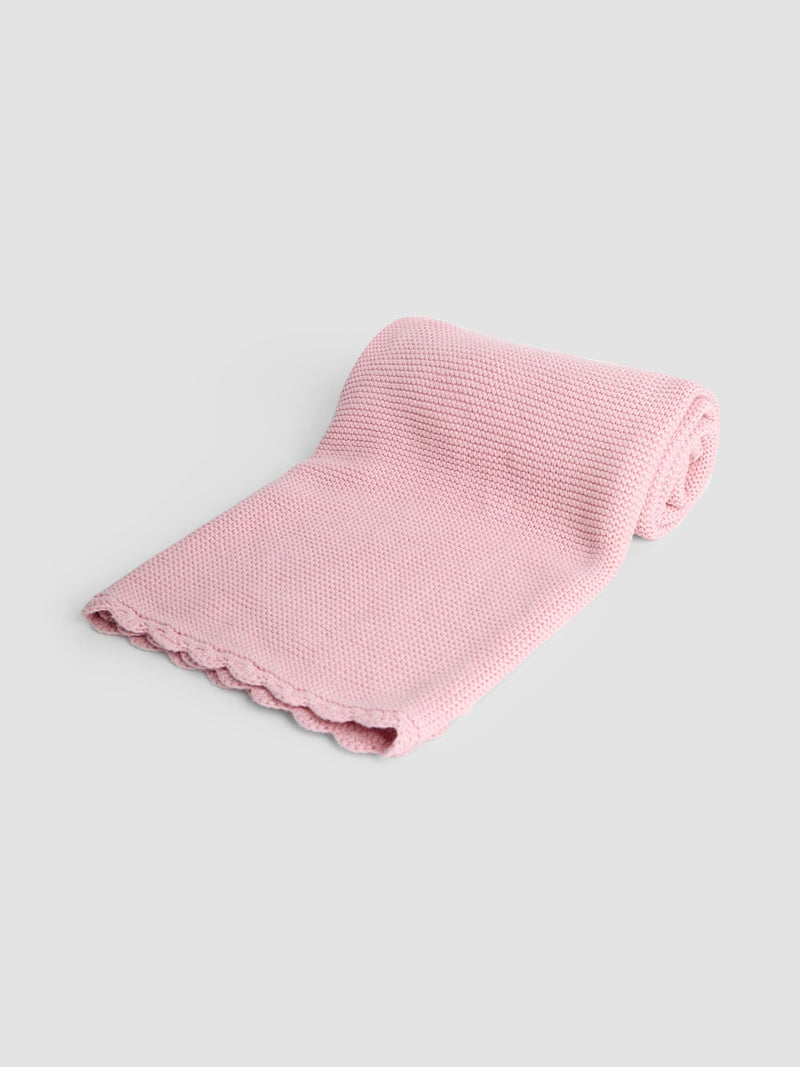 JoJo Maman Bébé pink scalloped edge blanket 90x70cm, imported from the UK