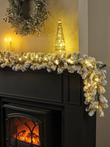 Next Everlands Imperial Pine Snowy Pre-Lit Battery Operated Garland 270cm- Buy online at McGrocer