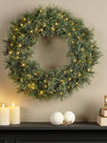Everlands green cashmere pre lit wreath 63cm - British product