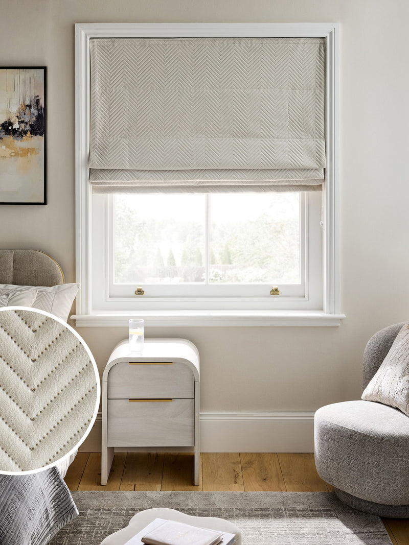 Madison quilted velvet roman blind natural cream - British product