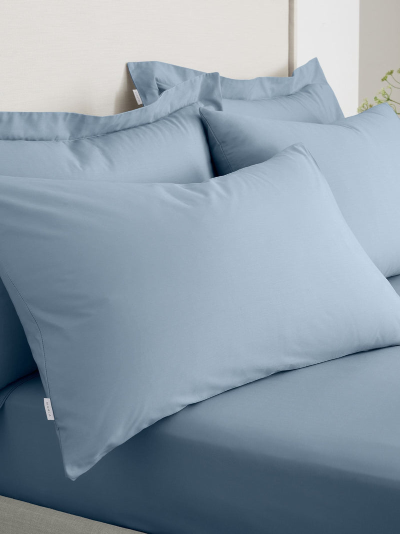 Bianca blue cotton pillowcase pair 200 thread count (British brand)