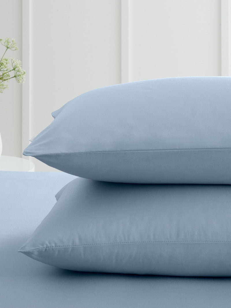Bianca blue cotton pillowcase pair 200 thread count (British brand)