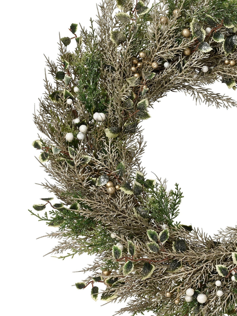 Everlands Christmas wreath berries and foliage champagne tones 60cm - British product