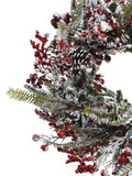 Everlands Red Snowy Christmas wreath 40cm diameter - British product