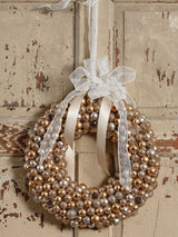 Next Decoris Champagne Gold Mini Bauble Christmas Wreath 33cm- Buy online at McGrocer