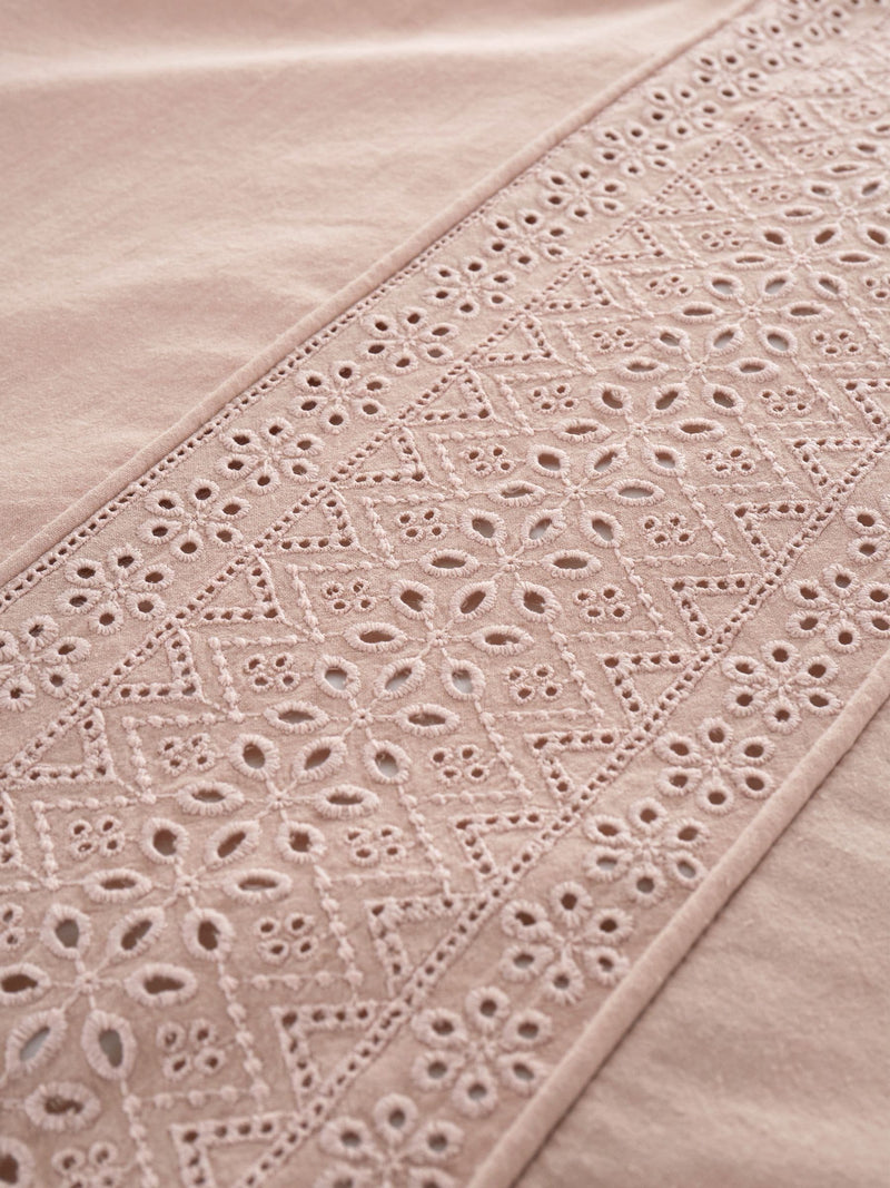 Catherine Lansfield Blush Broderie Anglaise duvet cover set - British product