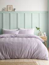 Next Catherine Lansfield Lilac Heatset Wave Duvet Cover Set- Buy online at McGrocer