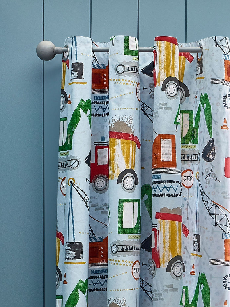 Catherine Lansfield Blue Digger Dreams fully reversible curtains 168x183cm, imported from the UK