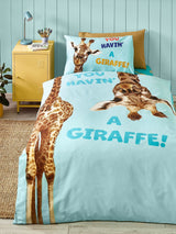 Catherine Lansfield Aqua Havin A Giraffe Reversible Duvet Cover Set