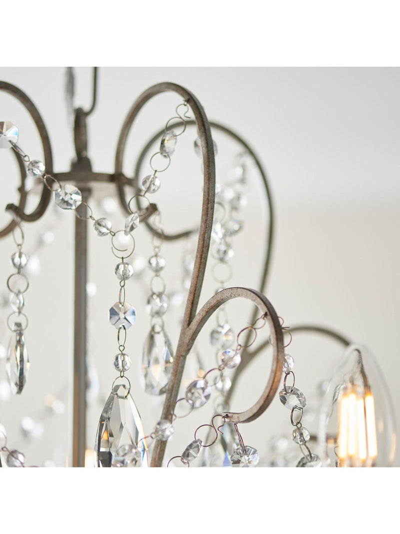 Gallery Home aged silver cut glass pendant ceiling light 5-light (British brand)
