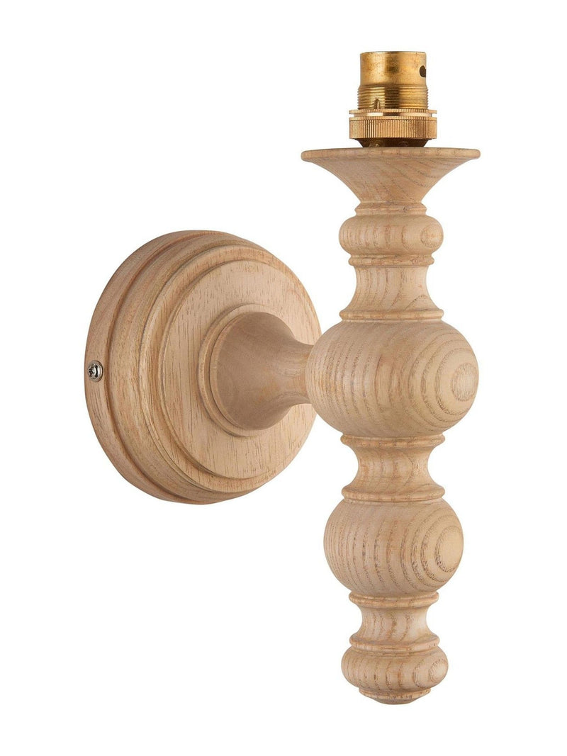 Gallery Home Bibury natural ash wall light brass B22 holder (British brand)