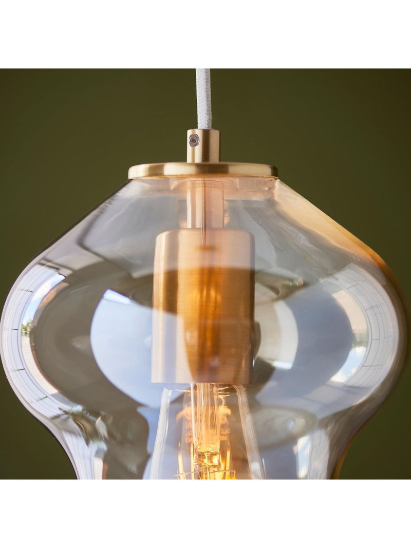 Gallery Home satin brass pendant with champagne glass, UK version