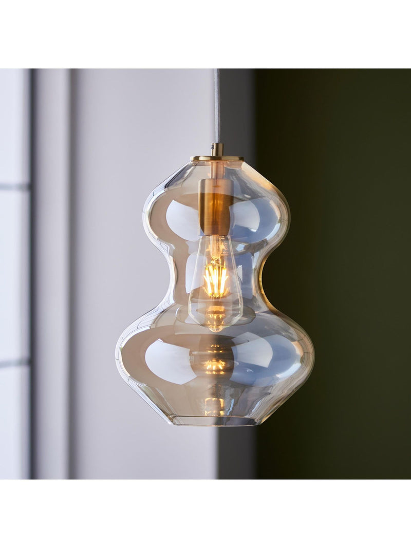 Gallery Home satin brass pendant with champagne glass, UK version
