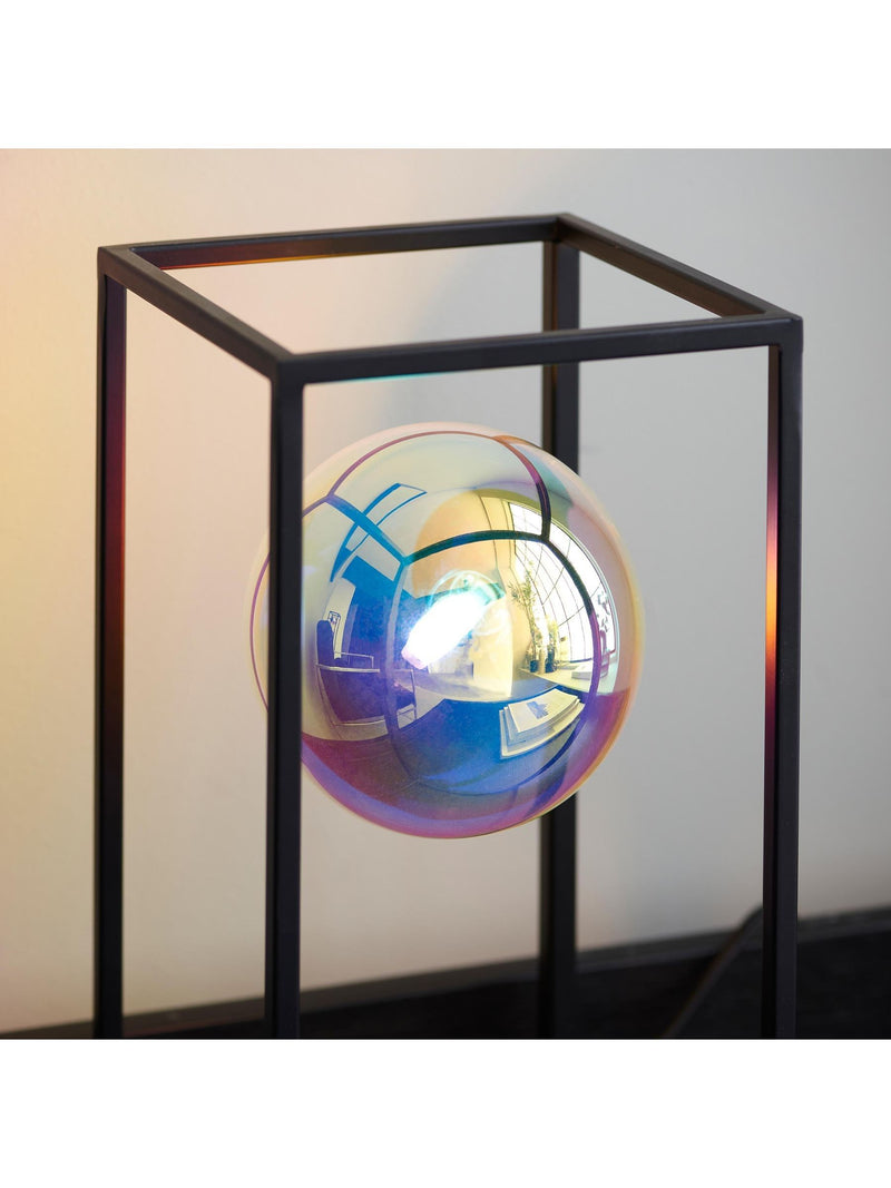Gallery Home black table lamp with iridescent spheres 30cm, UK version