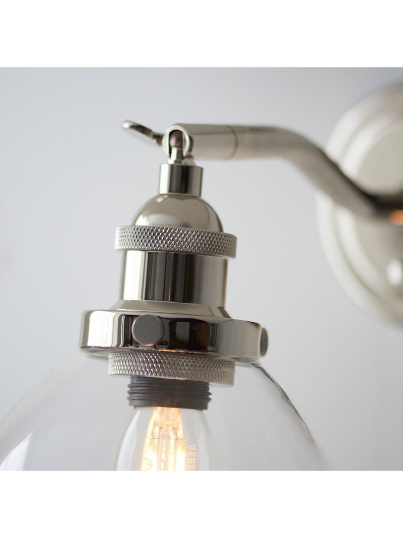 Gallery Home Hansen wall light in bright nickel (British brand)