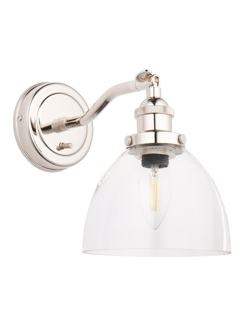 Gallery Home Hansen wall light in bright nickel (British brand)