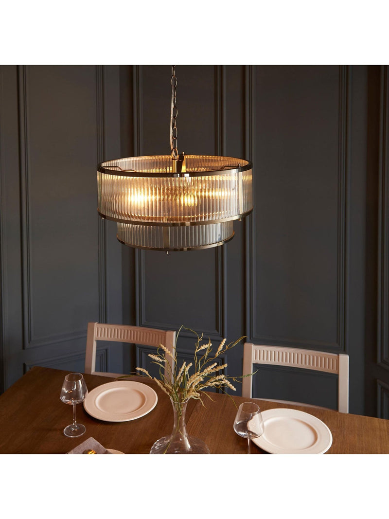 Gallery Home antique brass pendant light 5-light, UK version