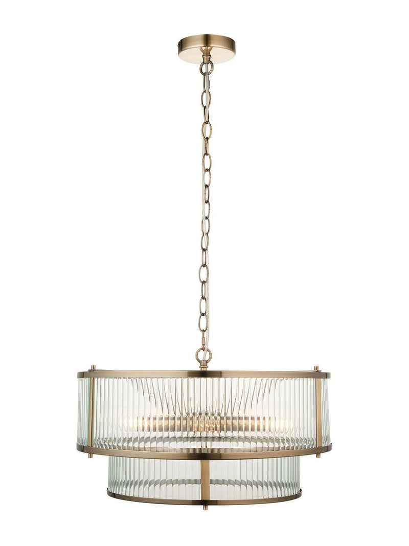 Gallery Home antique brass pendant light 5-light, UK version