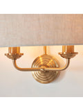 Gallery Home Vintage Brass Highclere Wall Light with linen shade, UK version