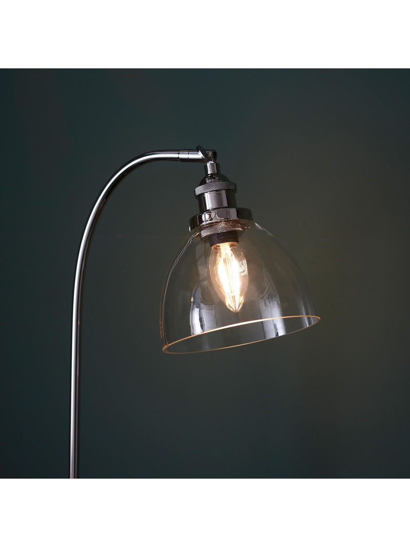Gallery Home Hansen bright nickel table lamp with clear glass - British product