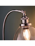 Gallery Home Hansen bright nickel table lamp with clear glass - British product