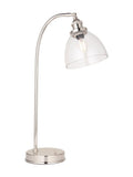 Gallery Home Hansen bright nickel table lamp with clear glass - British product