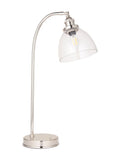 Gallery Home Hansen bright nickel table lamp with clear glass - British product