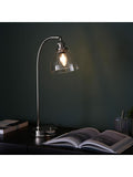 Gallery Home Hansen bright nickel table lamp with clear glass - British product
