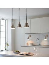 Next Gallery Home Bright Nickel Hal 3 Light Linear Pendant Bar Ceiling Light- Buy online at McGrocer