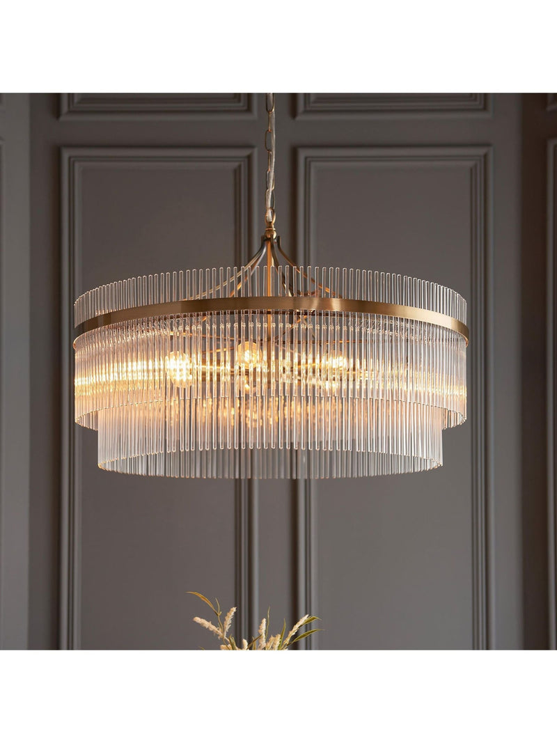 Gallery Home Marietta large pendant ceiling light in antique brass (British brand)