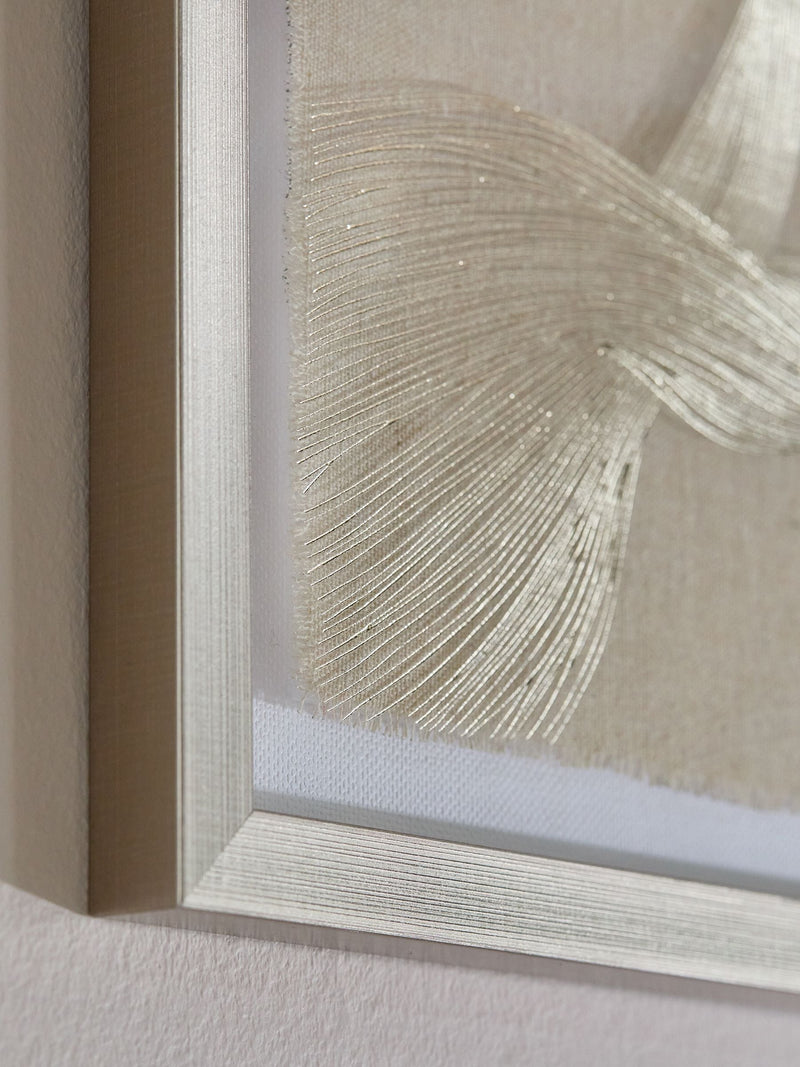 Gold linear swirl framed fabric wall art set of 4 30x30cm (British brand)