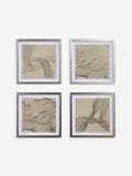 Gold linear swirl framed fabric wall art set of 4 30x30cm (British brand)