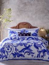 Next Paoletti Blue Azzurro Printed Cotton Duvet Cover Set- Buy online at McGrocer