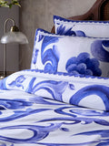 Paoletti Blue Azzurro printed cotton duvet cover set, imported from the UK