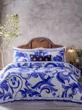 Paoletti Blue Azzurro printed cotton duvet cover set, imported from the UK