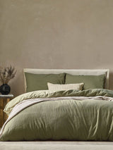 Yard Green Malton Stripe 100% Cotton Duvet Cover and Pillowcase Set