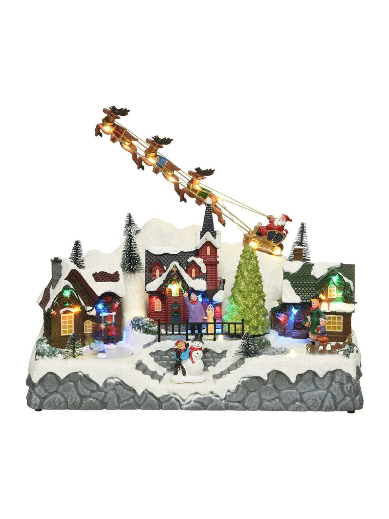 Lumineo LED Christmas scene with train and Santa, 34cm - British product