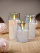 Next Lumineo Blue Iridescent Glass LED Candle Set of 3 (17.5cm)- Buy online at McGrocer