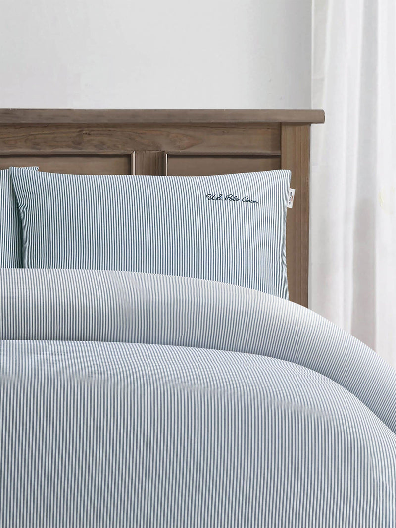 U.S. Polo Assn. True Navy Pure Cotton Stripe Duvet Set (British brand)