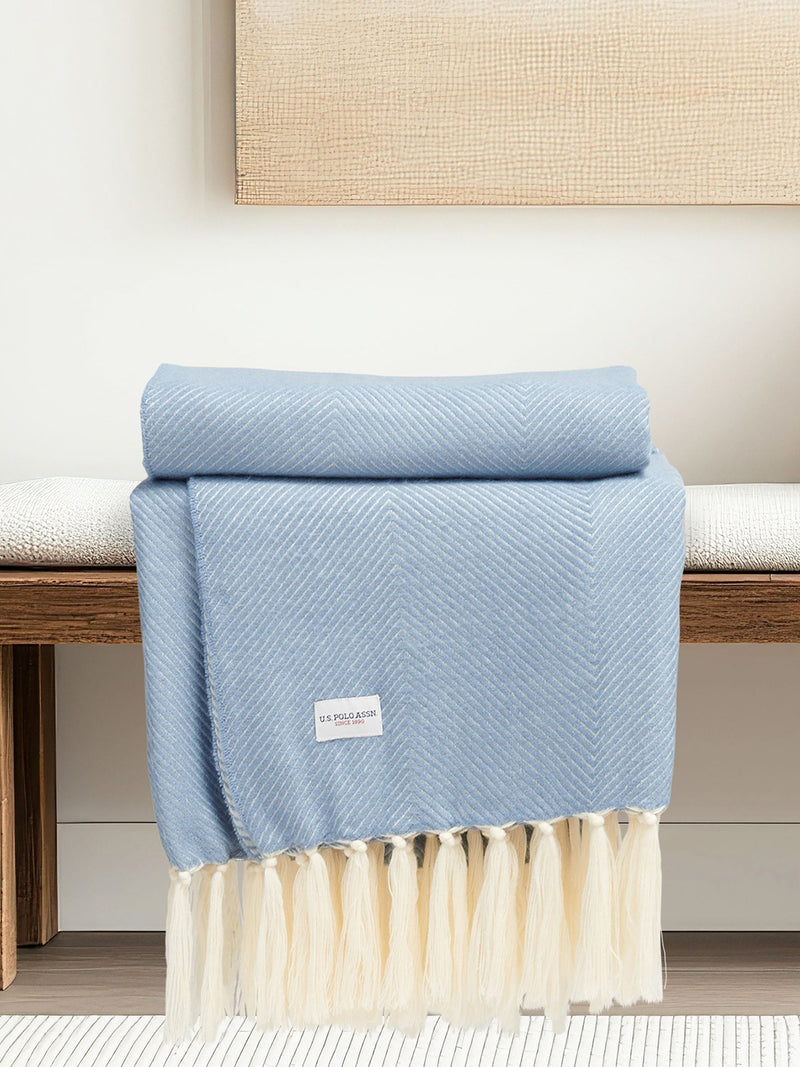 U.S. Polo Assn. luxury herringbone throw 130x170cm, UK version