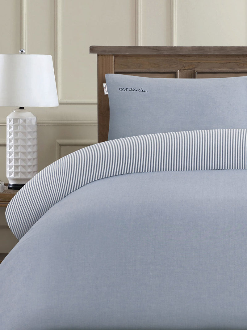 U.S. Polo Assn. True Navy Pure Cotton Chambray Duvet Set (British brand)