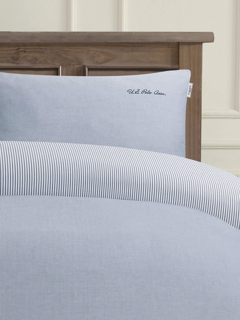 U.S. Polo Assn. True Navy Pure Cotton Chambray Duvet Set (British brand)