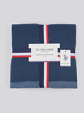 U.S. Polo Assn. Navy Iris herringbone throw 130x170cm, imported from the UK
