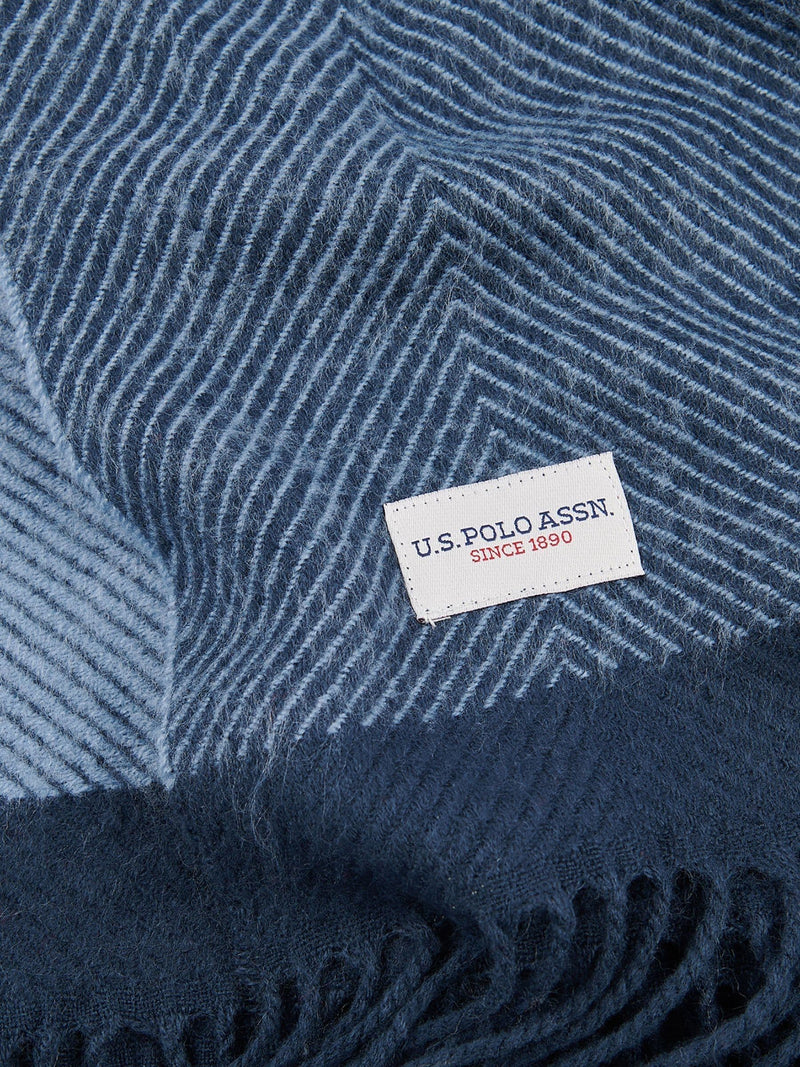 U.S. Polo Assn. Navy Iris herringbone throw 130x170cm, imported from the UK